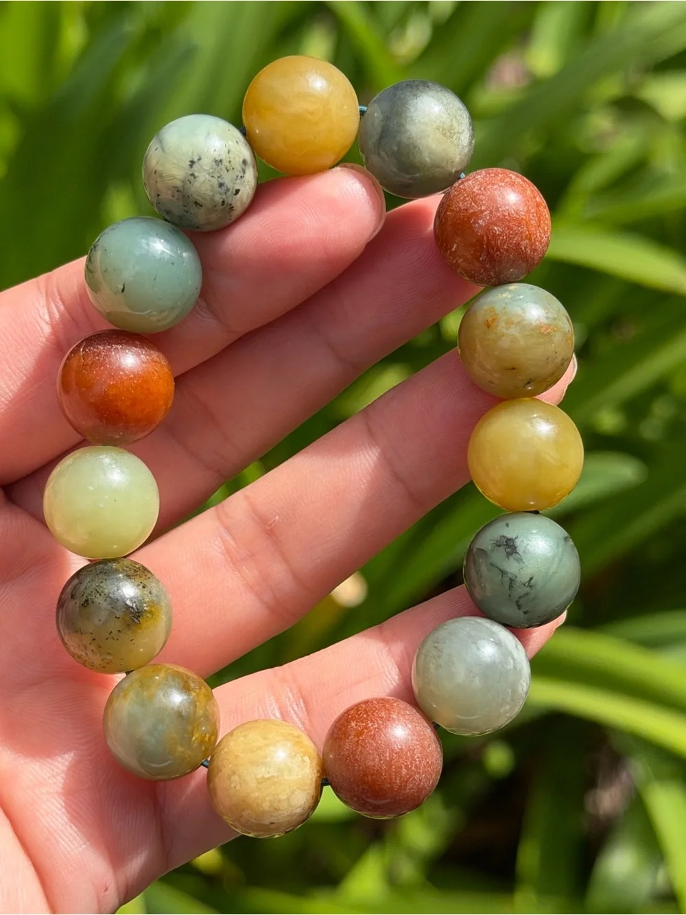 14mm stretchable multicolor Xiuyu jade bracelet 2323